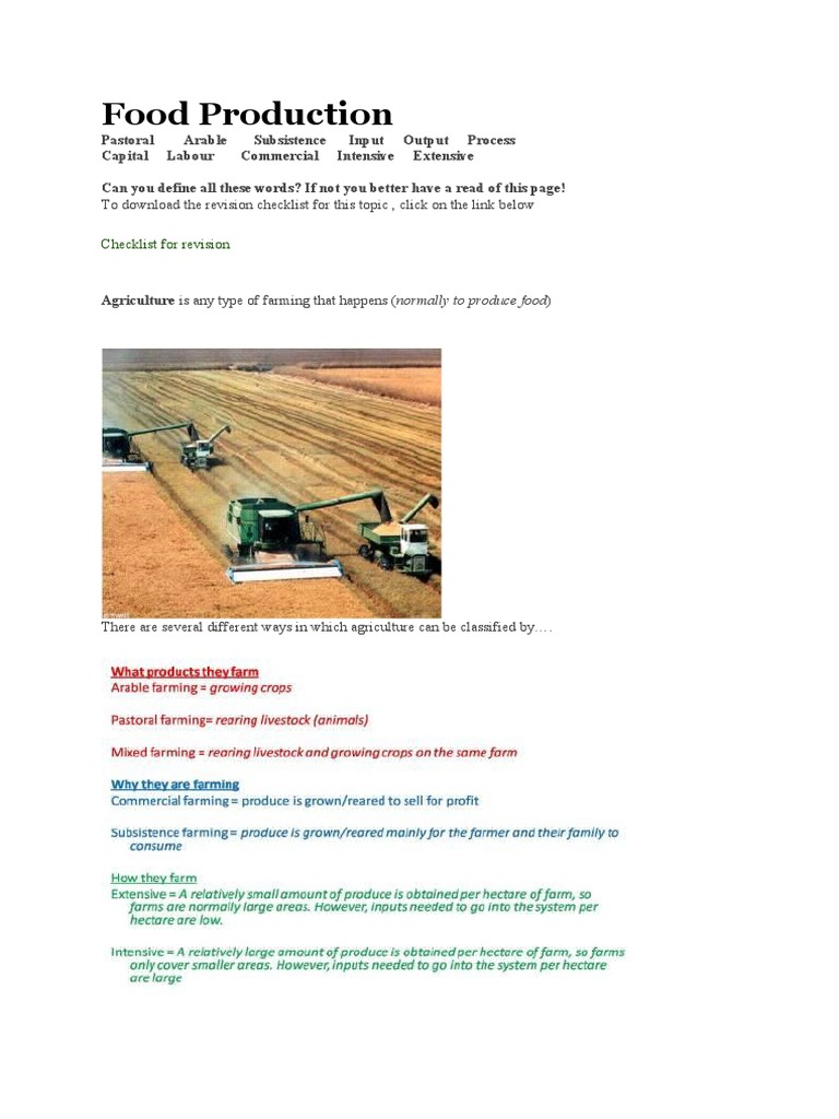 Food Production PDF Agriculture Green Revolution