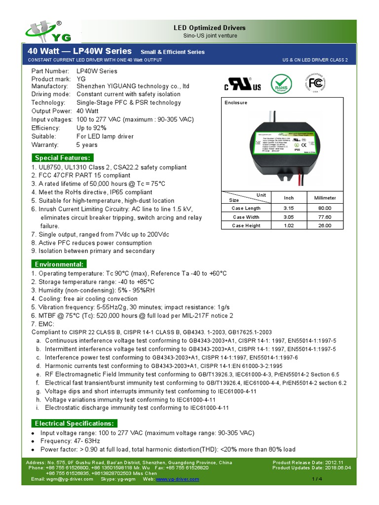LP40W LED Driver 2017 | PDF | Electromagnetic Interference | Mains ...