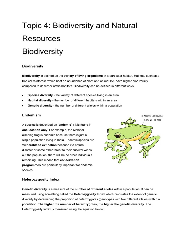 Topic 4 Biodiversity | PDF