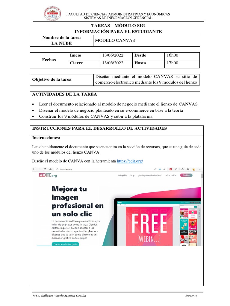 Actividad - Modelo Canvas | PDF | Informática | Tecnologías de la ...