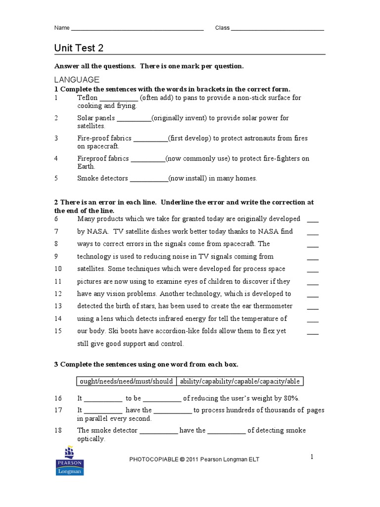 Unit Test 2: Language and Vocabulary Skills | PDF