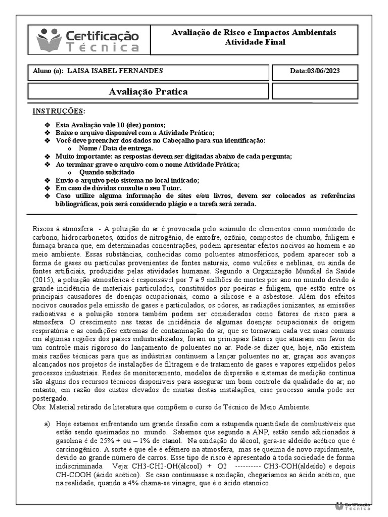Riscos Ambientais e Poluição do Ar | PDF | Poluição do ar | Combustão