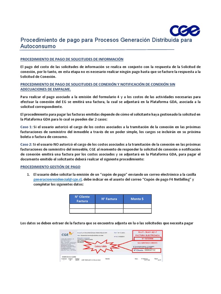 Instrucciones de Pago CGE | PDF