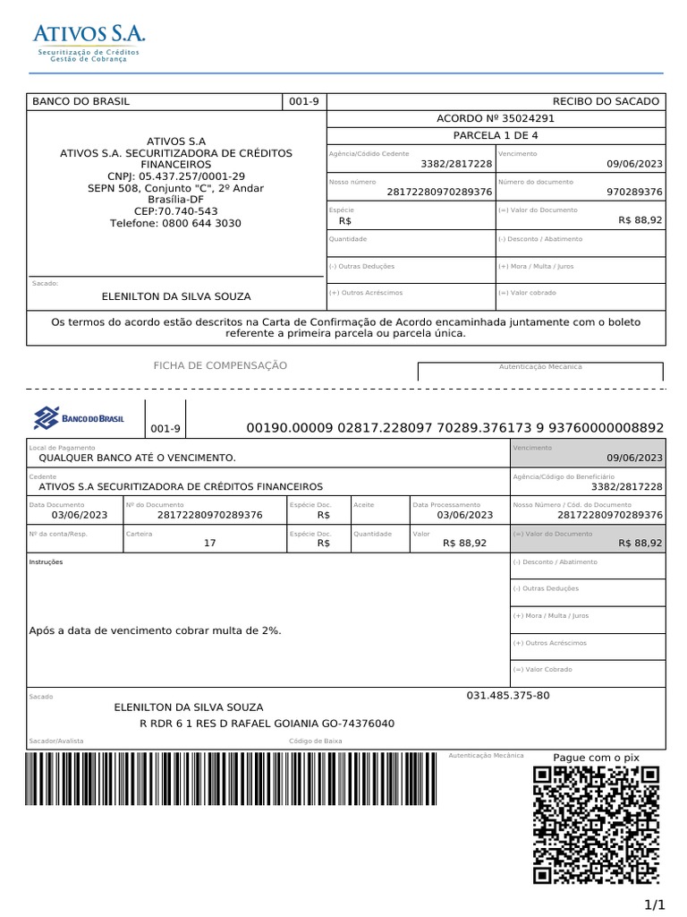 Ficha de Compensação | PDF | Finanças pessoais | Tecnologia bancária