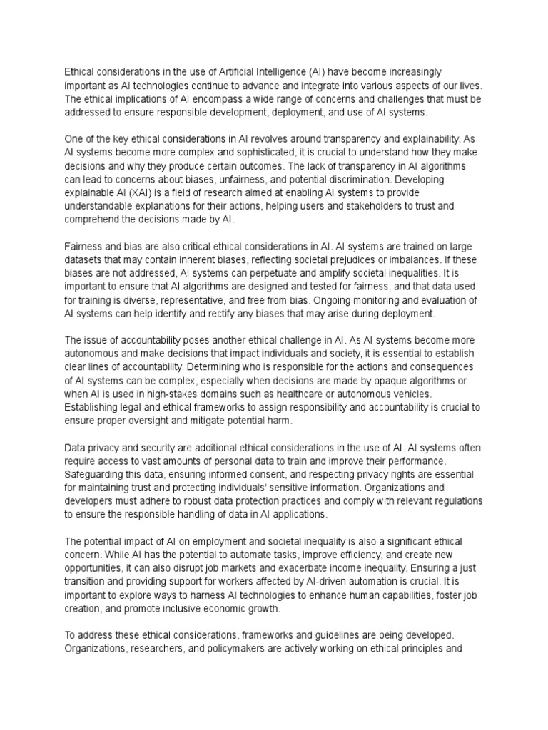 Ethical Considerations in AI Development | PDF | Artificial ...