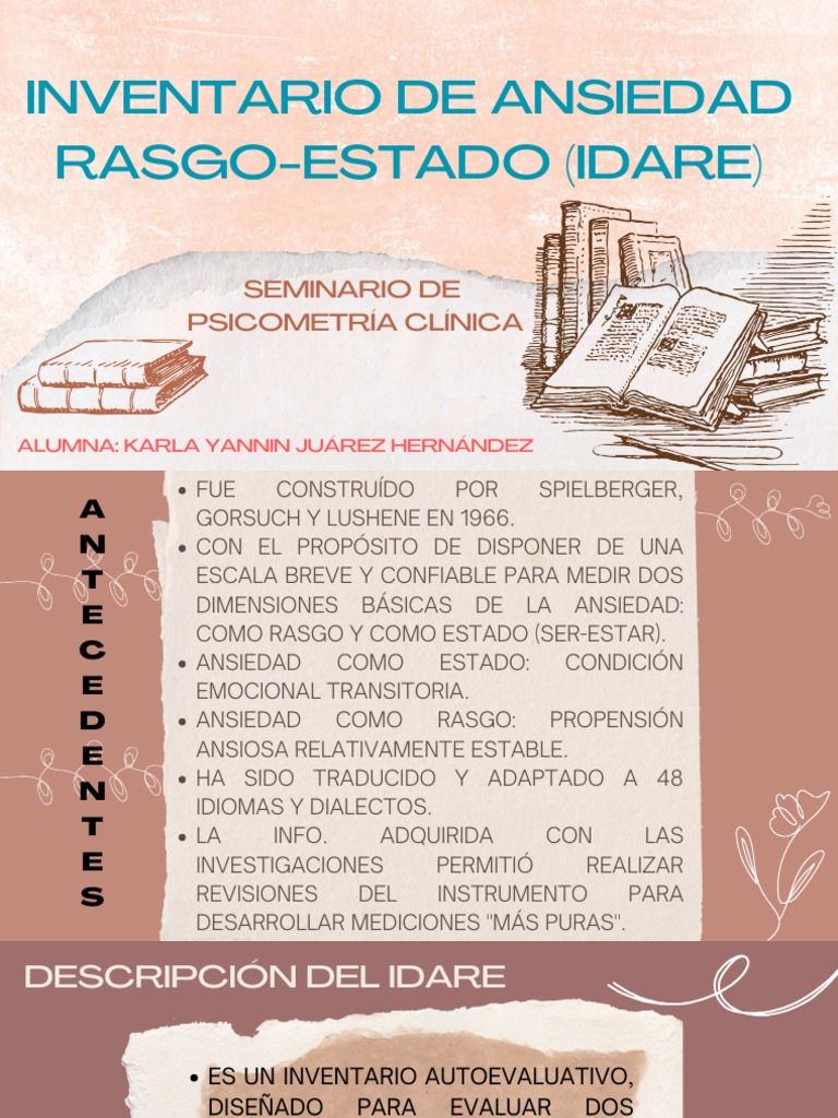 Inventario Ansiedad IDARE: Evaluación y Uso | PDF | Ansiedad | Cognición