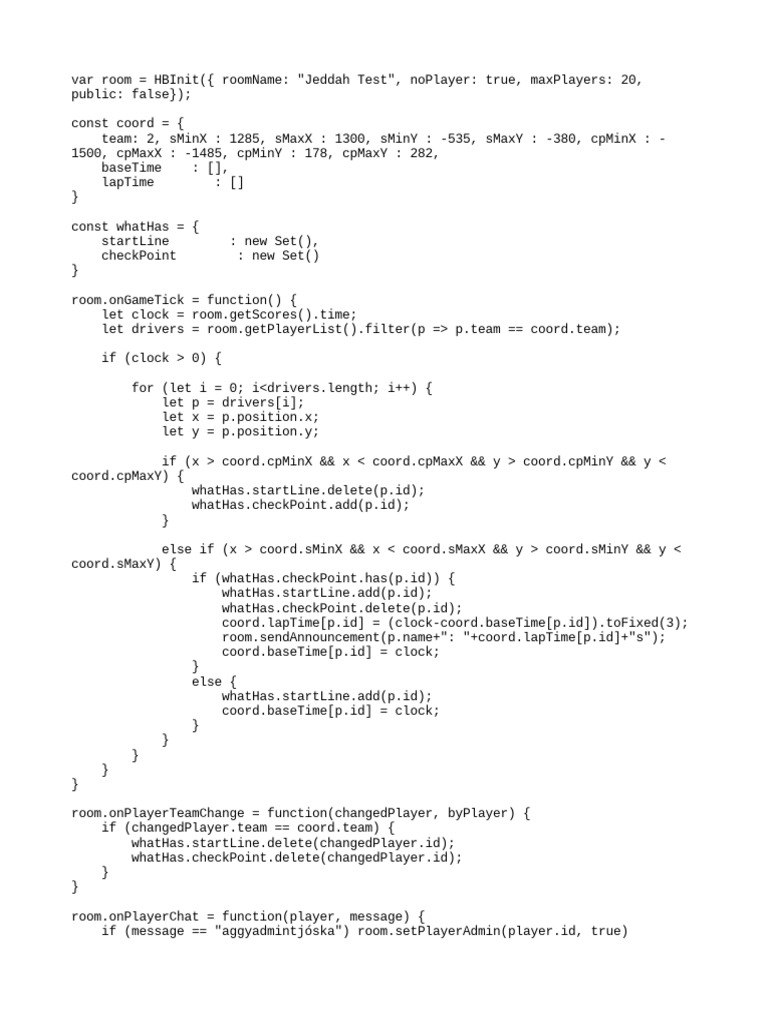 Jeddah Test Room Code for Racing Game | PDF