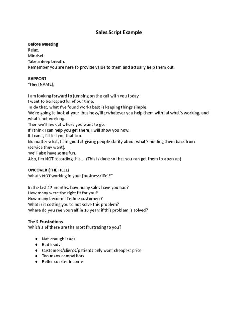 SMMA Sales Script Example PDF Cognitive Science Cognition