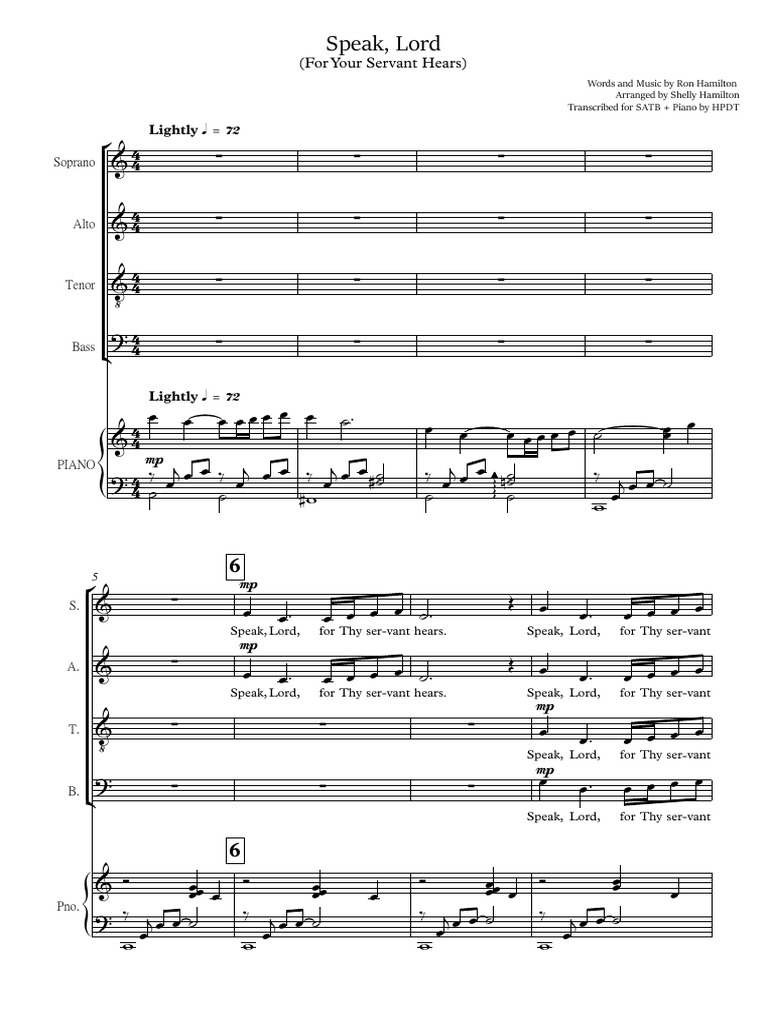 Speak, Lord Full Score PDF