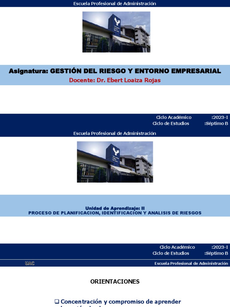 Asignatura: Gestión Del Riesgo Y Entorno Empresarial: Docente: Dr ...