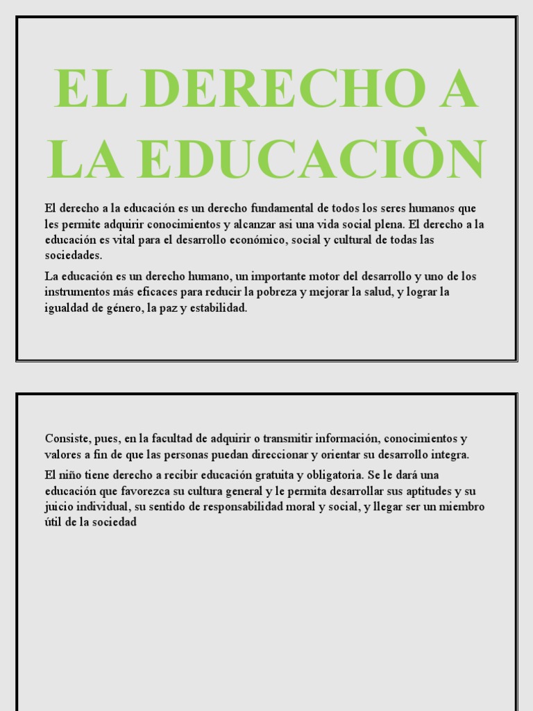 El Derecho A La Educaciòn | PDF