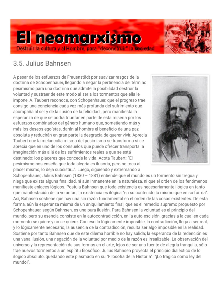 Neomarxismo_ 3.5. Julius Bahnsen | PDF
