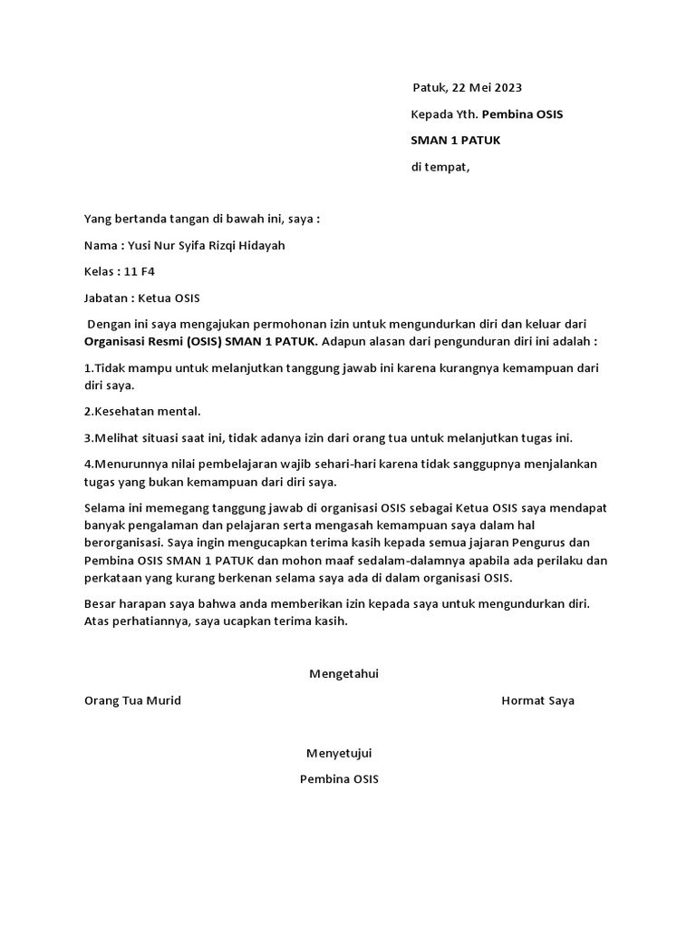 Surat Pengunduran Diri | PDF
