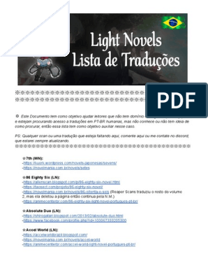 Light Novels - Lista de Traduções, PDF