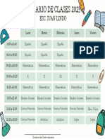 Horario Escolar Documento A4 Horizontal Pegatinas Colegio Juvenil Verde