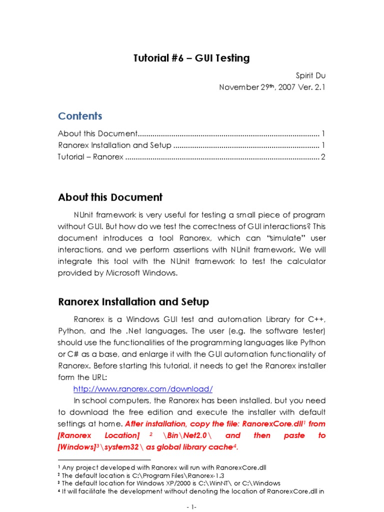 Ranorex Tutorial 6 Gui Testing Graphical User Interfaces Library Computing