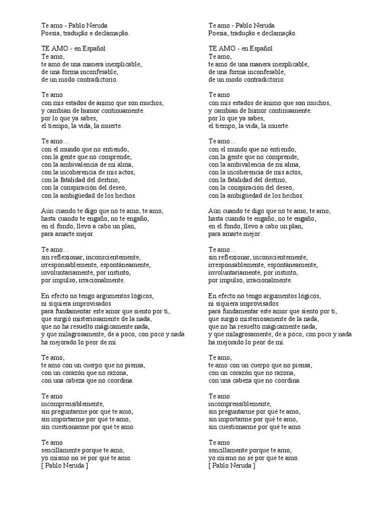 Te Amo [Pablo Neruda] PDF