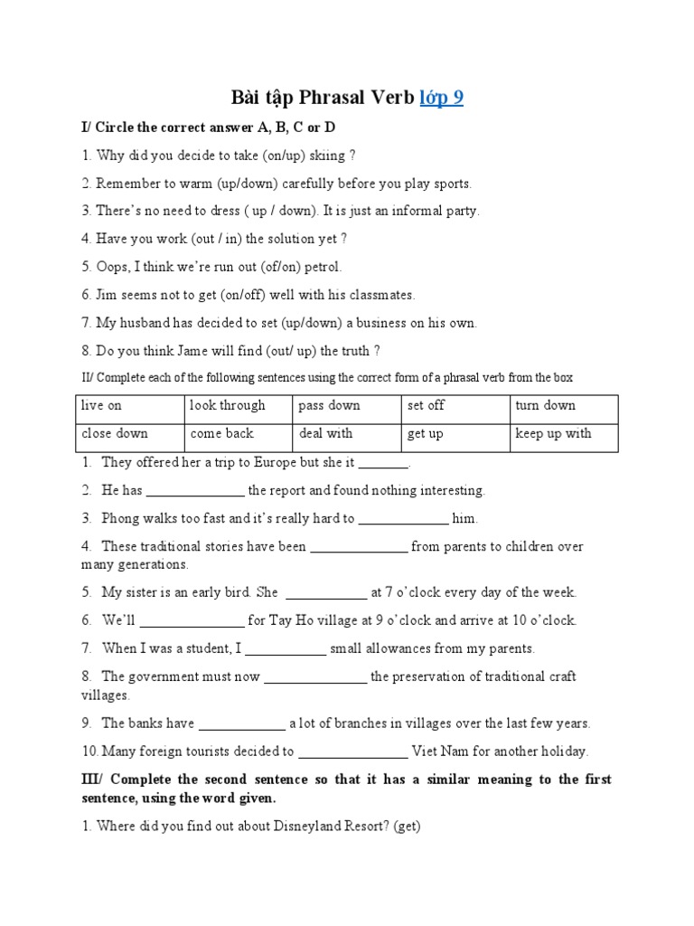 Bai tap phrasal verb lop 9 pdf