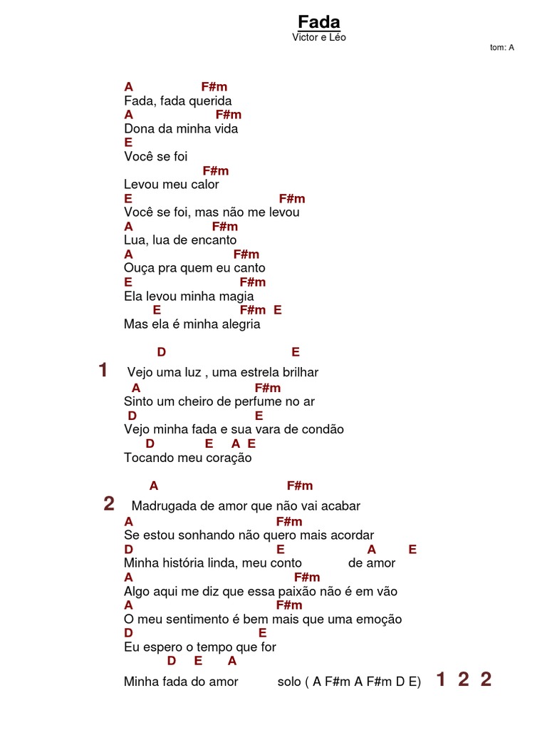 Victor e Léo - Fada - Música Cifrada | PDF