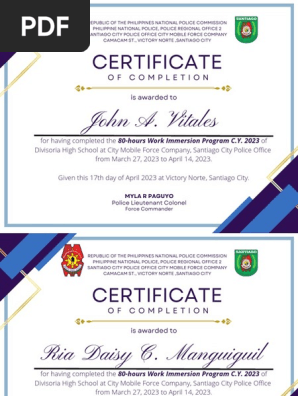 Certificate of Completion