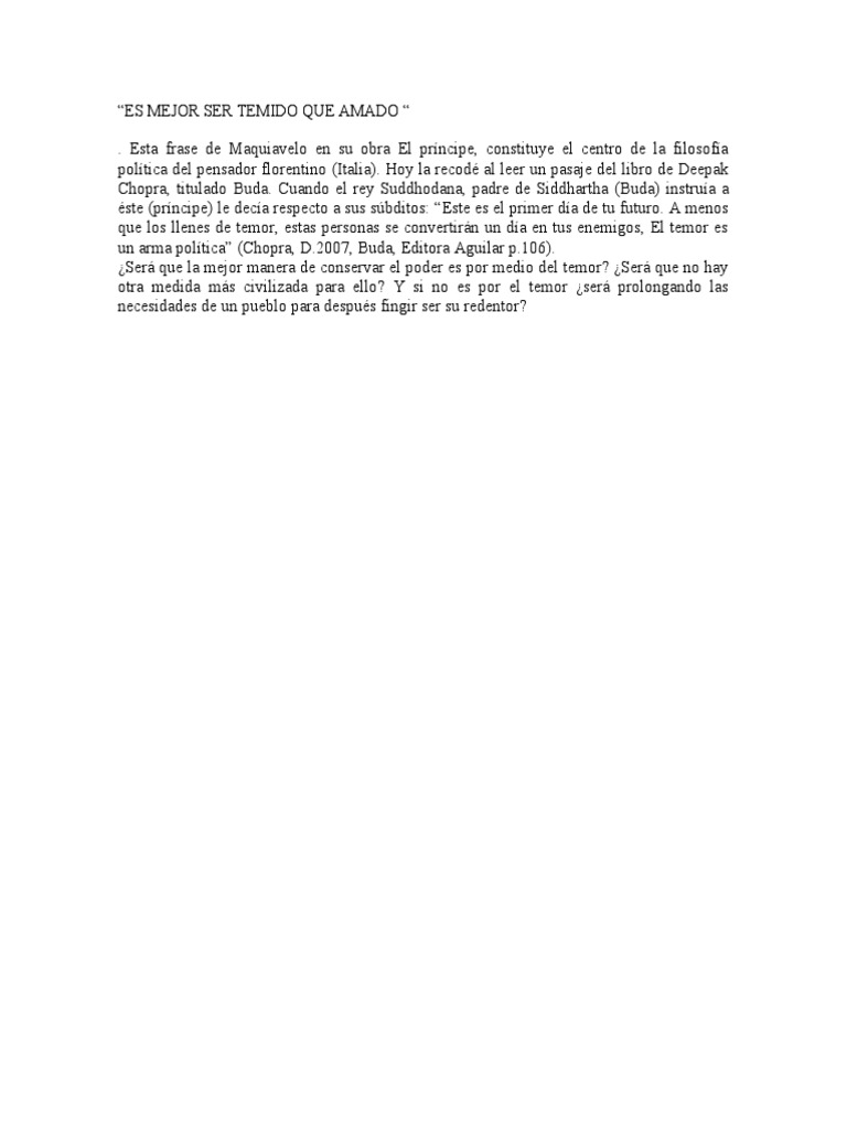 Es Mejor Ser Temido Que Amado PDF