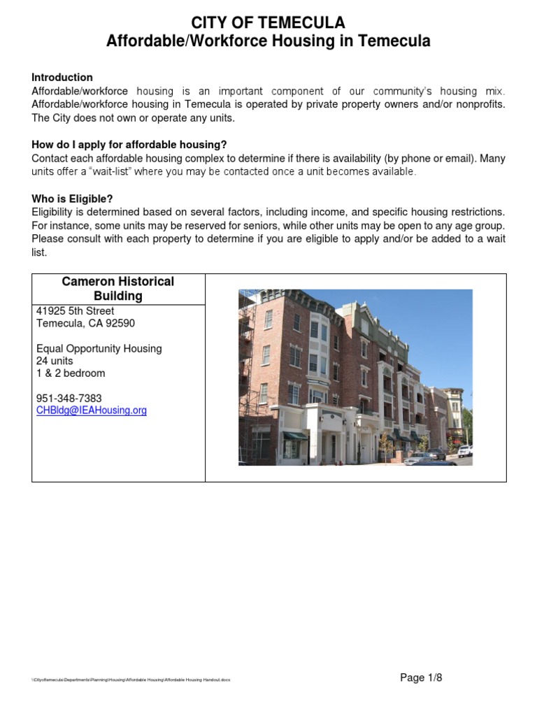 Affordable Housing Handout - 202208031414309456 | PDF