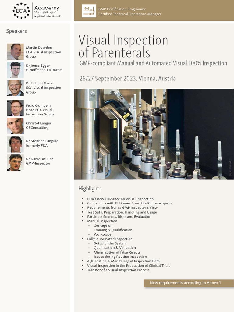 ECA Visual Inspection of Parenterals 2023 | PDF