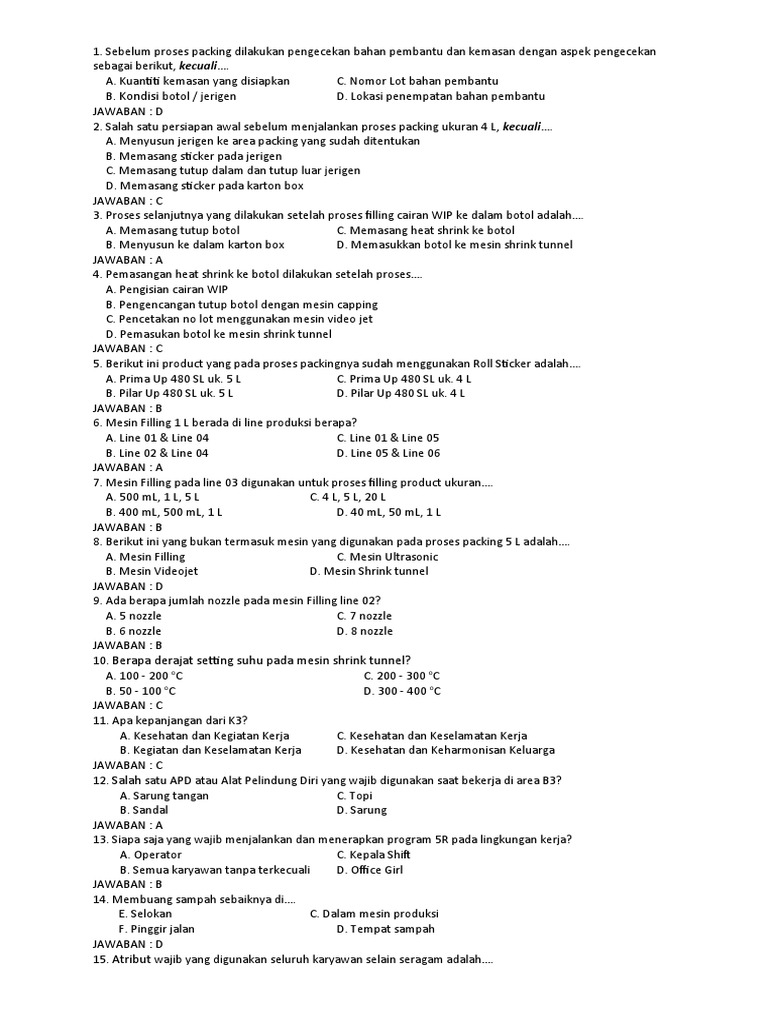 Proses Packing dan Operator Filling | PDF