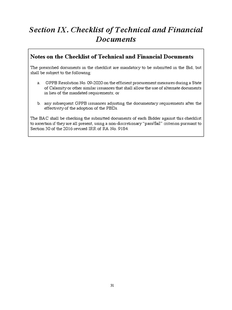 Technical and Financial Document Checklist | PDF | Affidavit | Sole ...