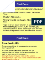 Info On Final Exam ECOS3024 2023