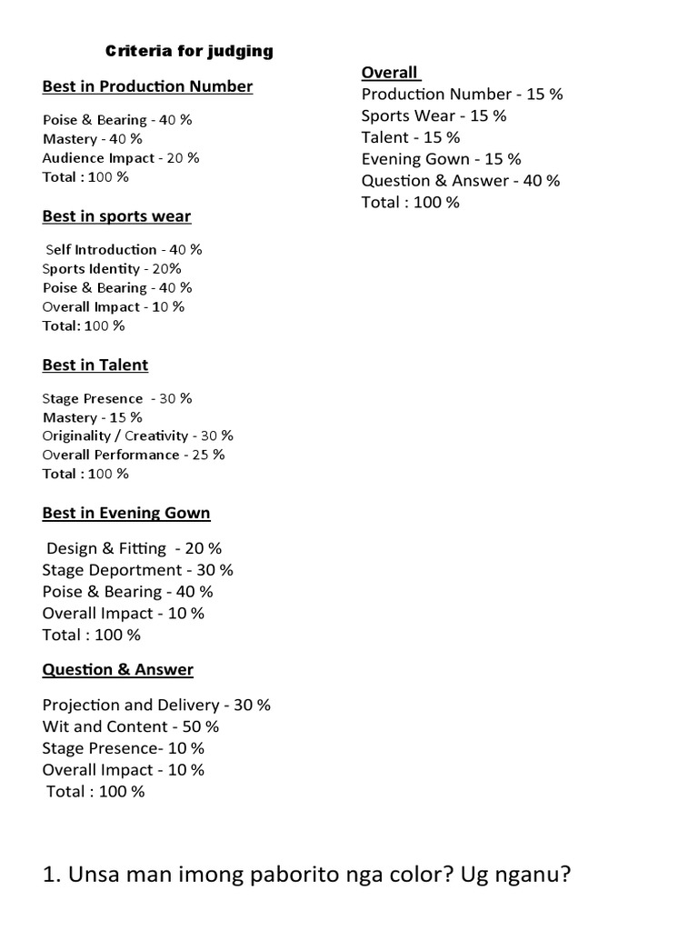 Criteria For Judging PDF