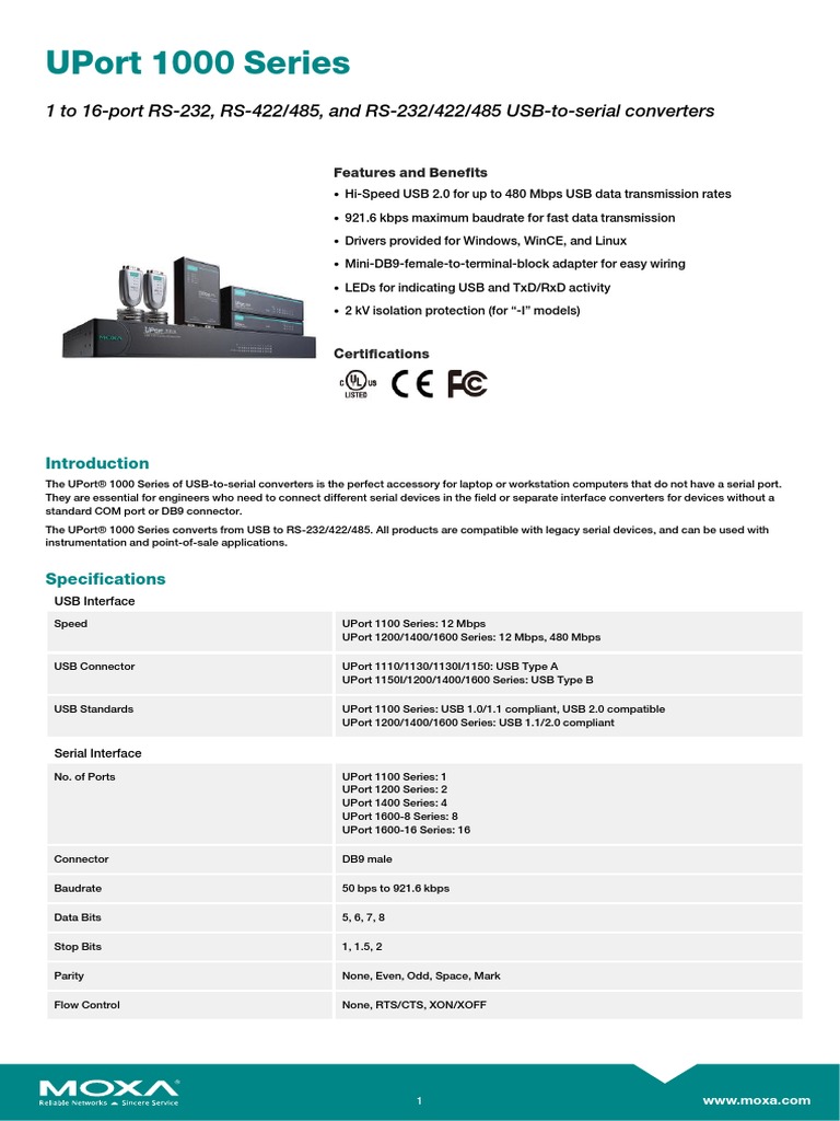 Moxa-UPort 1150-Datasheet | PDF
