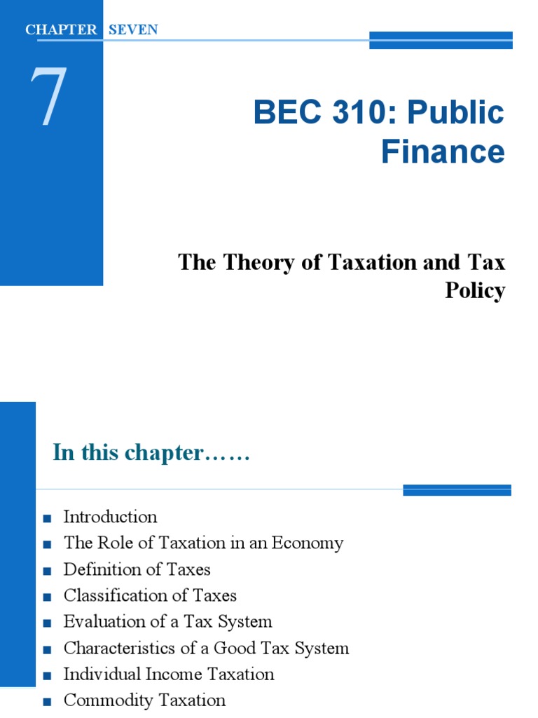 The Theory of Taxation and Tax Policy PDF