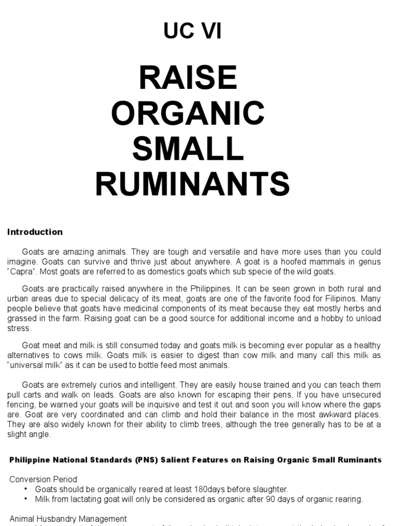 UC VI Raise Organic Small Ruminants | PDF | Goat | Parasitism