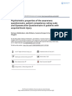 Psychometric Properties of The Awareness Questionnaire Patient Competency Rating Scale and Dysexecutive Questionnaire in Patients With Acquired Brain