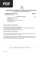 Zimsec O level Combined Science | PDF