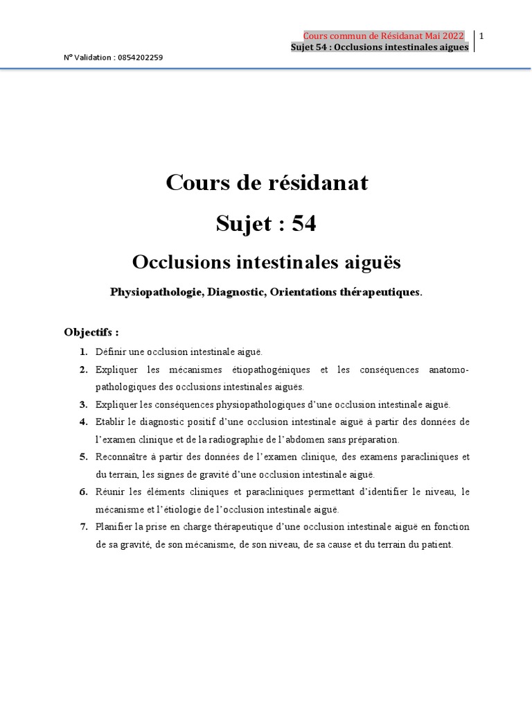 54 Occlusion Intestinale Aigue - Revision 2022 +++, PDF
