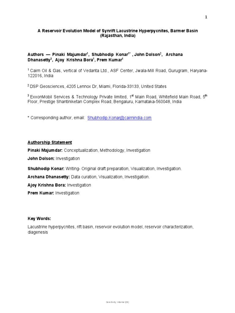 Barmer Basin Reservoir Evolution Model | PDF | Clastic Rock | Sandstone