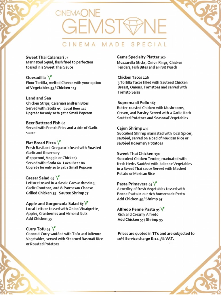 Gemstone Entrees Menu | PDF | Hamburgers | Thai Cuisine