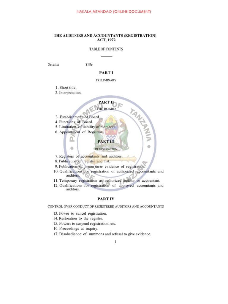 The Auditors and Accountants (Registration) Act, 1972 PDF