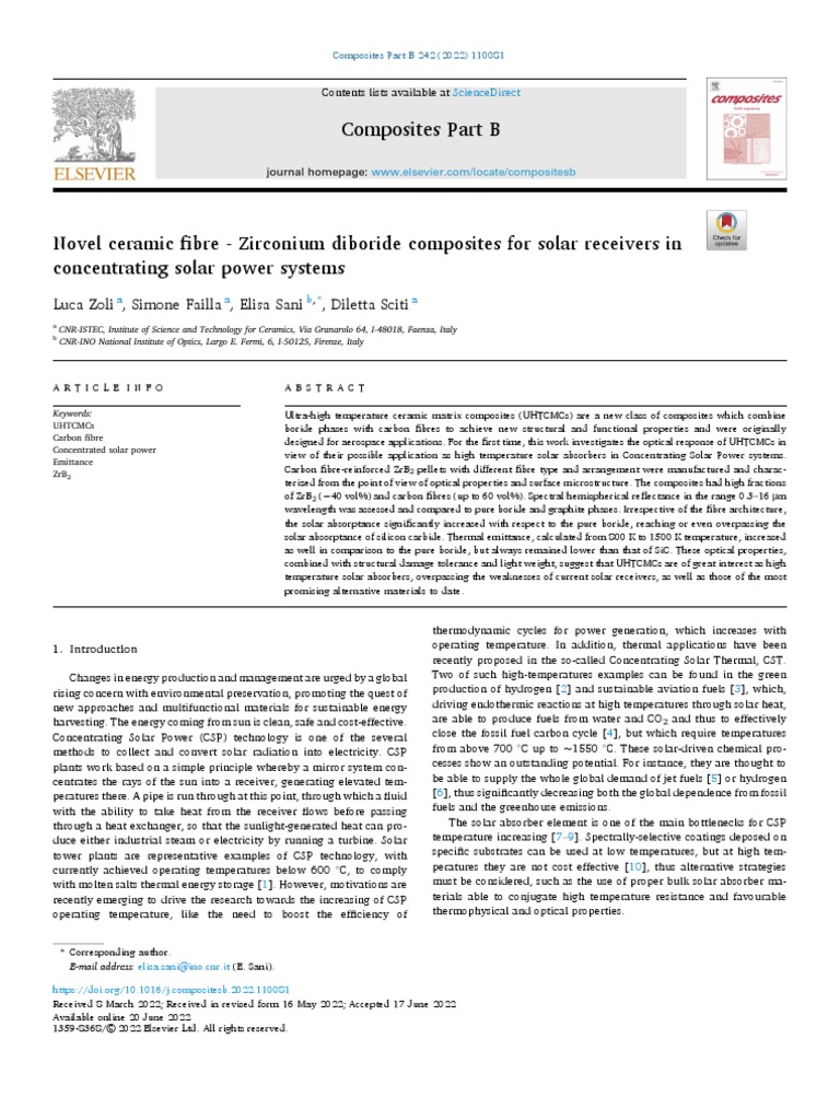 Novel Ceramic Fibre Zirconium Diboride Composites For 2022