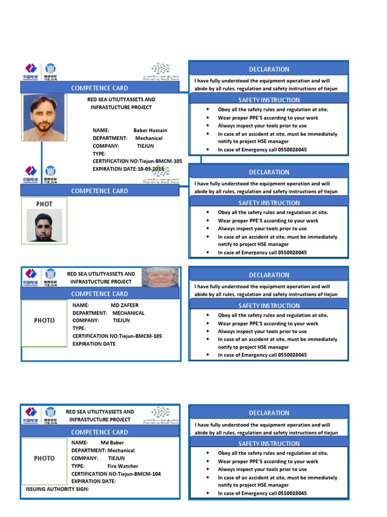Authorization Card | PDF | Workplace | Safety
