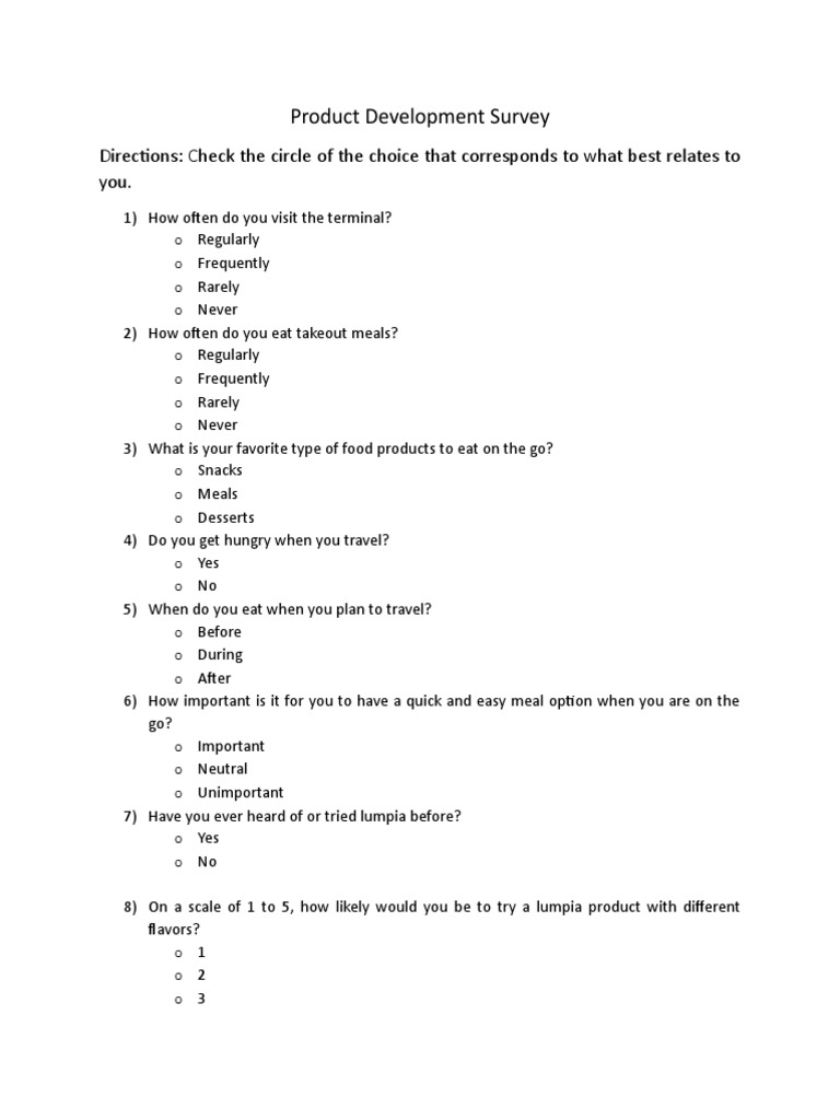 Product Development Survey PDF