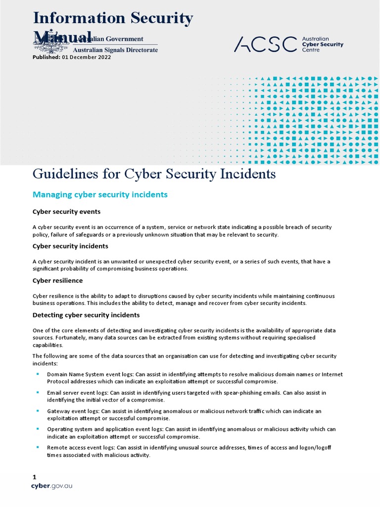 ISM Guidelines for Cyber Incident Management | PDF | Security ...