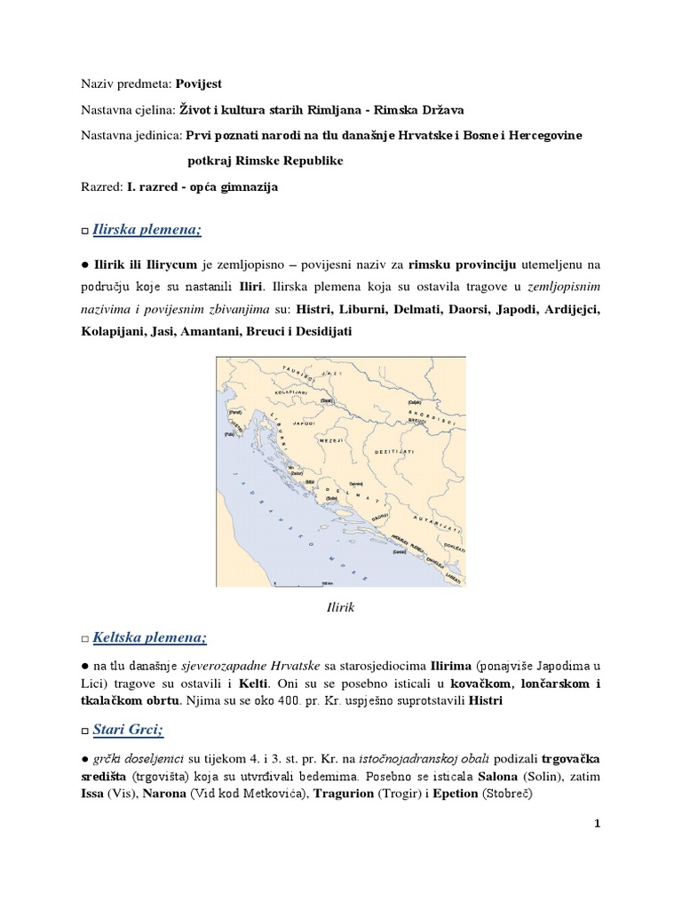 Prvi Poznati Narodi Na Tlu Današnje Hrvatske I Bosne I Hercegovine ...