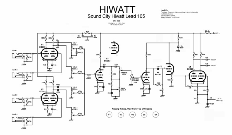 Hiwatt Sound City SC 105 Amplifier Schematic | PDF