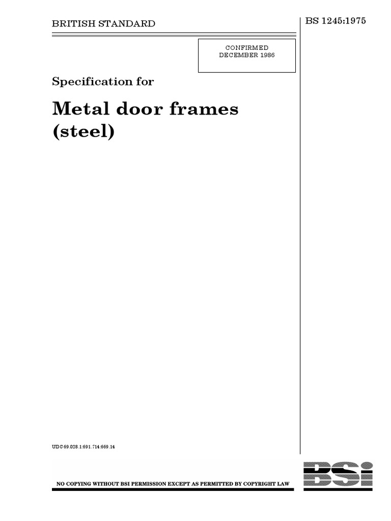 BS 1245 - 1975 | PDF | Door | Screw