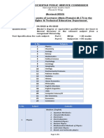 BPSC Revised Lecturer Syllabi 2023