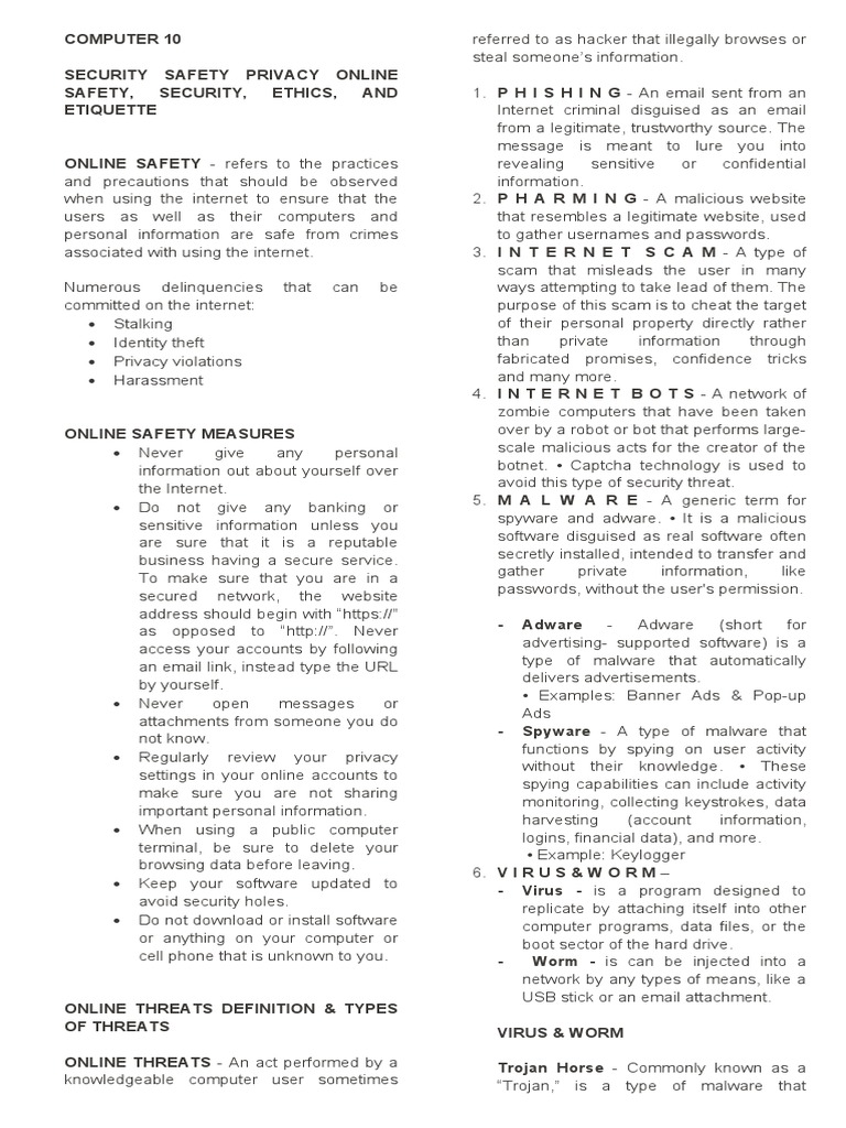 Fact Sheets in Computer 10 | PDF
