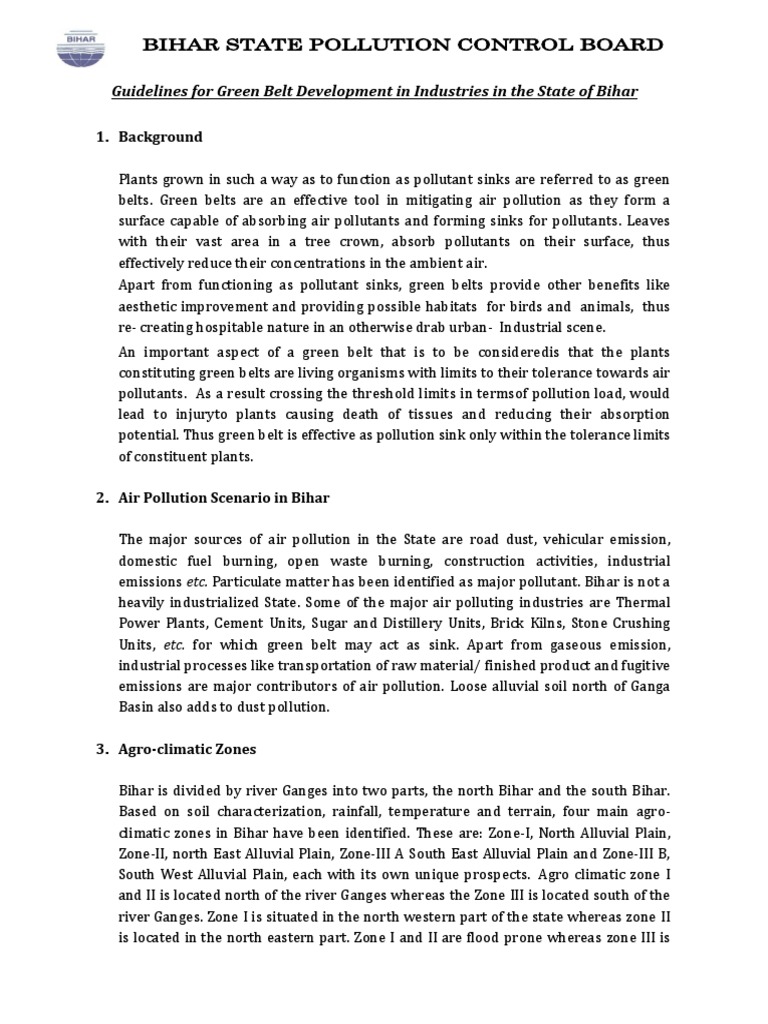 5 Guidelines For Green Belt Development by Bihar SPCB PDF